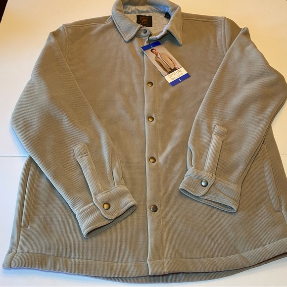 Men's Beige Fleece Jacket by Copper & Oak looks like a Corduroy Jacket. Size L - Picture 2 of 16